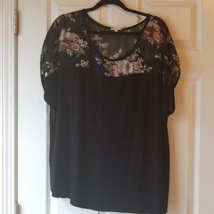 Black and floral shirt